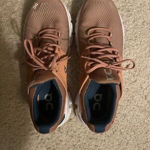 On Running Athletic Shoes in Brown and White